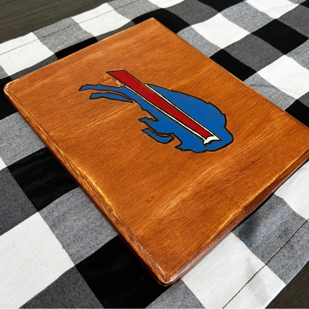 Buffalo Bills Wood Burned Plaque
